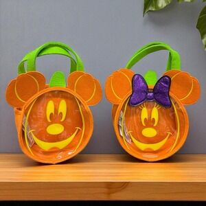 Mickey & Minnie Mouse Halloween Pumpkin Candy Bag Glow in the Dark Disney Store